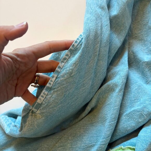 Oli and Hali Frilled Details Aqua Midi Dress Sleeveless Smocked Back Tie Pocket - Picture 8 of 14